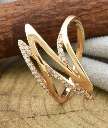 Кільце Аланія з невеликими білими фіанітами медичне золото, розмір 16,17, фото 1