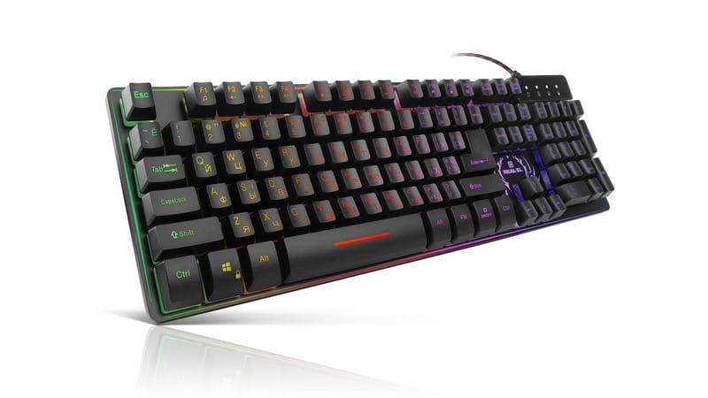 Клавіатура ігрова провідна USB REAL-EL Comfort 7090 Backlit Black (EL123100031) мембранна з RGB чорна бу