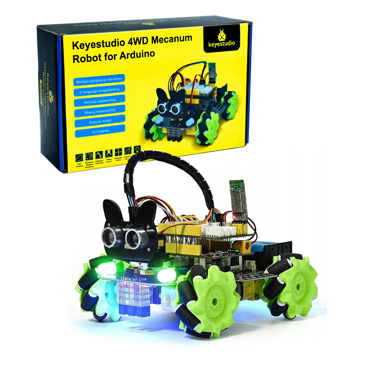 Маневрений збірний робот на колесах 4WD Mecanum, набір для створення STEM робота для дітей