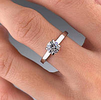 💍 Срібна каблучка з кубічним цирконієм, покрита родієм — класика, яка завжди в тренді