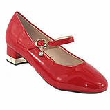 Підліткові червоні туфлі червоні маленький каблук ремінець розмір 38, фото 5