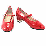 Підліткові червоні туфлі червоні маленький каблук ремінець розмір 38, фото 2