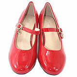 Підліткові червоні туфлі червоні маленький каблук ремінець розмір 38, фото 4