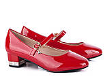Підліткові червоні туфлі червоні маленький каблук ремінець розмір 38, фото 3