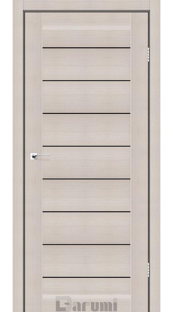 Двері міжкімнатні Дарумі Леона дуб мембау скло чорне