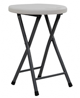 Складаний пластиковий табурет білий Літл без спинки з круглим твердим сидінням для дому Мікс Меблі