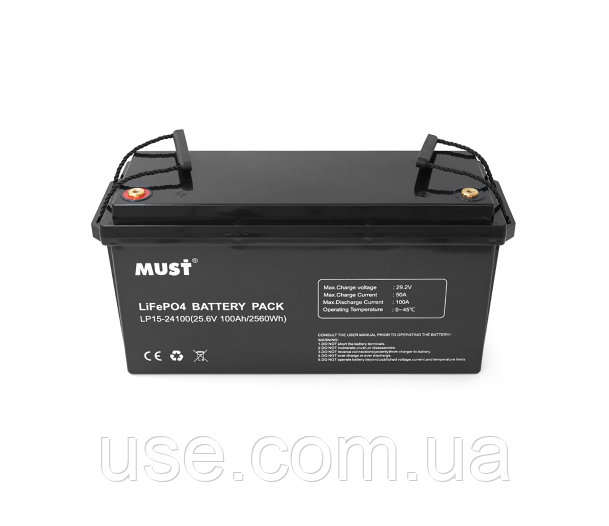 Акумулятор lifepo4 24v 100аг, для дбж LFP, Must, літієвий акумулятор, для гібридного інвертора