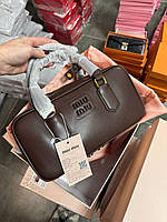 小物 miu Женская Сумка Миу Миу Брендовая Однотонная Кожаная Коричневая