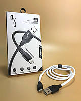 Кабель Usb Lightning 4you Dnister white (2.4A, 1м, Silicone Perfect)