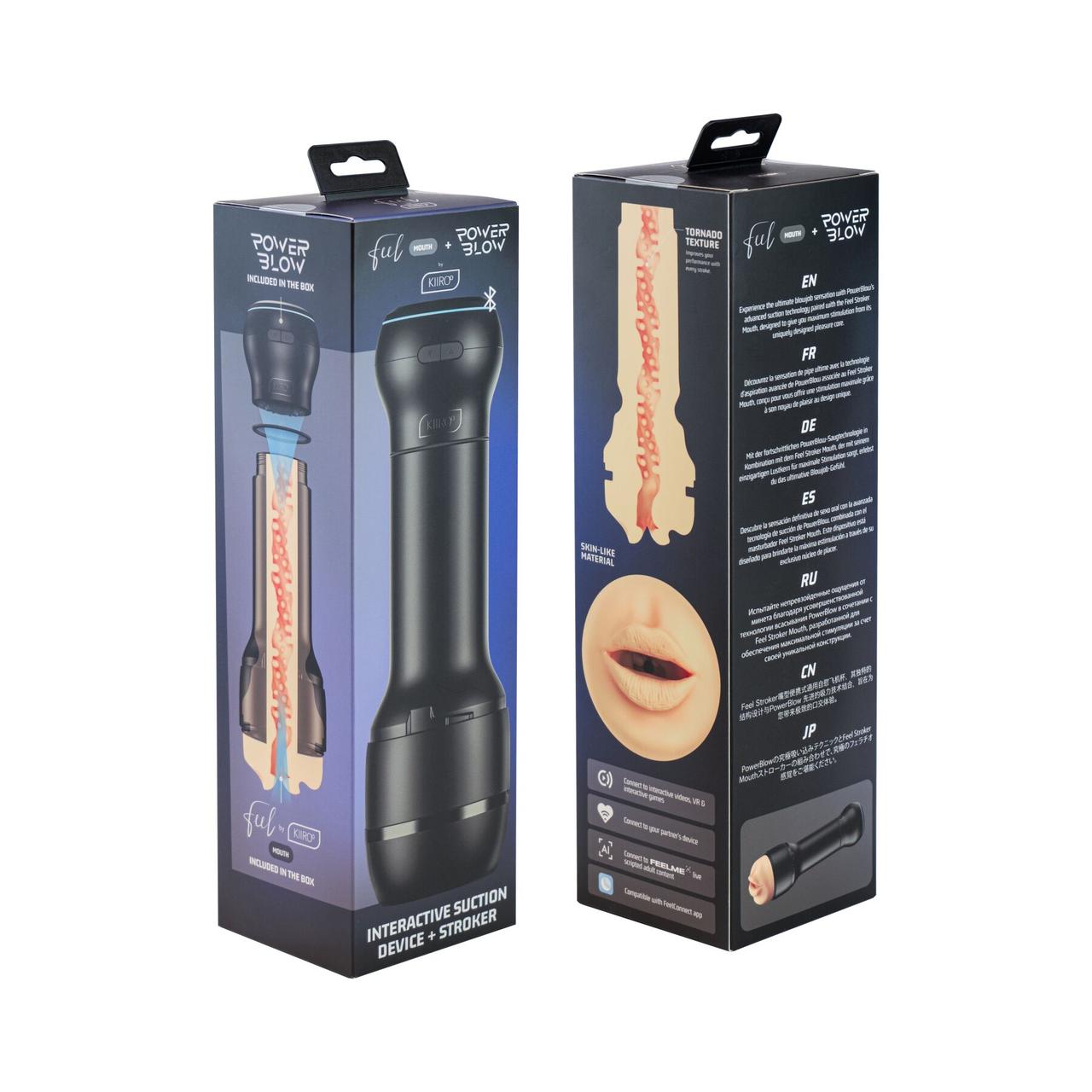 Мастурбатор ротик Kiiroo Feel Mouth з інтерактивною насадкою для мінету PowerBlow Combo Set