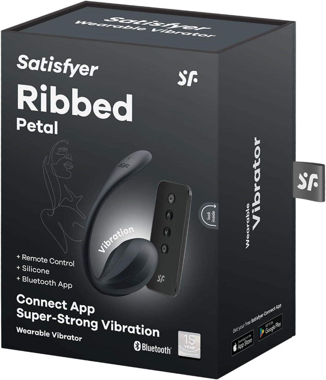 Віброяйце зі смарт керуванням Satisfyer Ribbed Petal Connect App Black