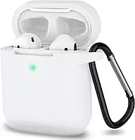 Чохол з Soft-Touch і мікрофіброю для Airpods / Airpods 2 + карабін - White 1