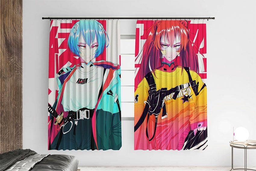 Штори з принтом «Ayanami Rei and Asuka. Evangelion»