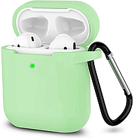 Чохол з Soft-Touch і мікрофіброю для Airpods / Airpods 2 + карабін - Mint 18