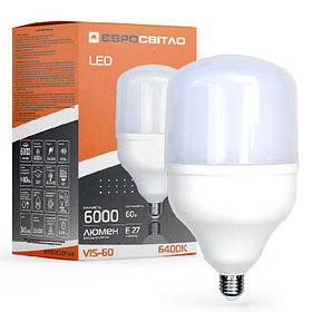 Лампа світлодіодна високопотужна 60 Вт 6400 К Євросветло (VIS-60-E27) - MegaLavka