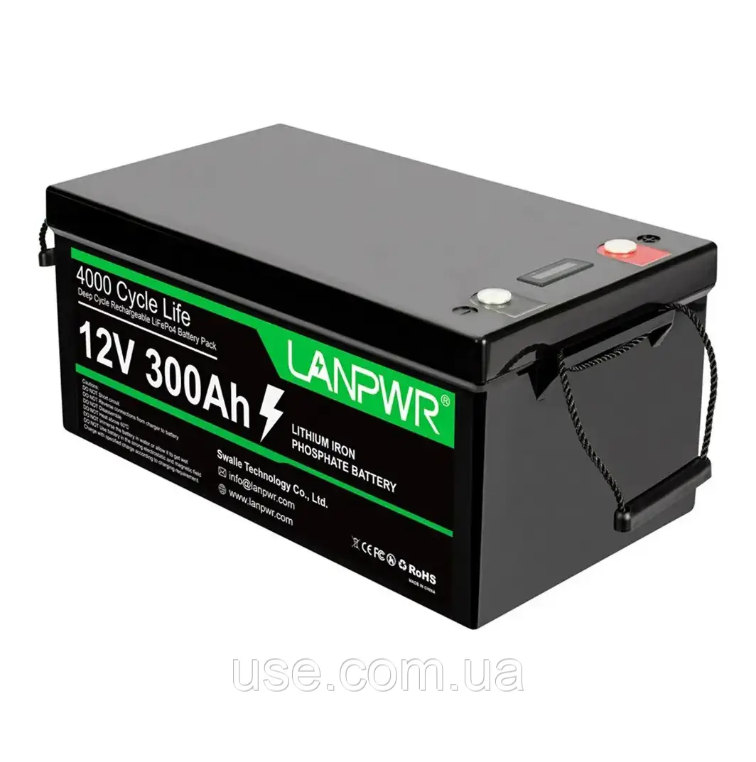 Акумулятор bms lifepo4 12V, 300Ah, ампер годин, літій залізо фосфатний 300 аг акб, 12 в, вольт, V