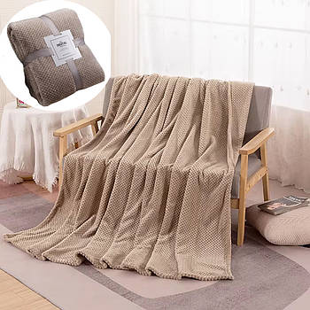 Плюшеве покривало-плед Вафля з густим ворсом розміром 150x200 см Blanket однотонне Бежевий