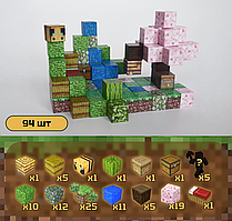 Магнітний конструктор Minecraft Майнкрафт Сакура 94шт + 5 випадкових фігурок
