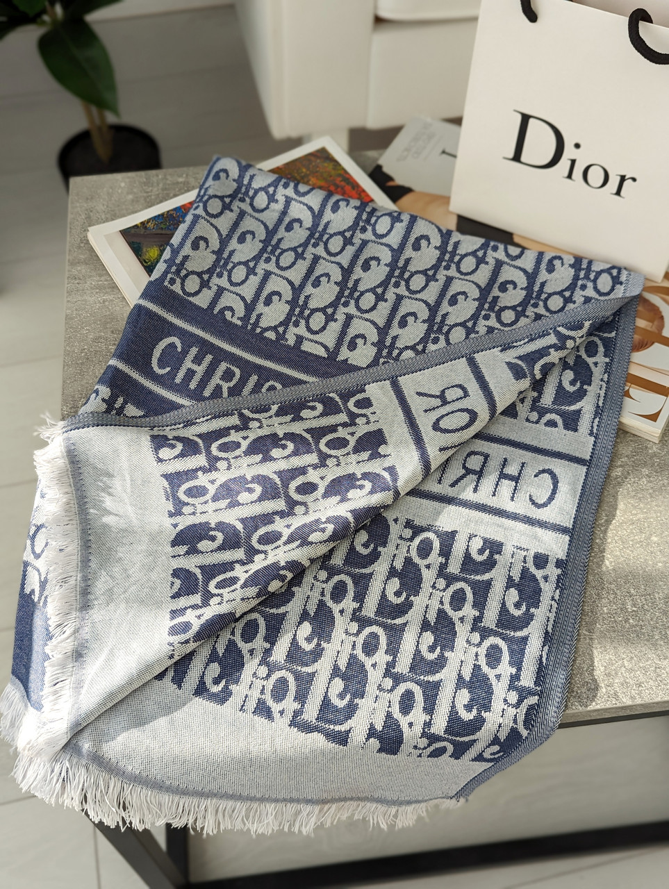 ПАЛАНТИН ШАРФ, ХУСТКА Christian Dior ЖЕНСЬКИЙ ШАРФ ДИОР блакитний, фото 1