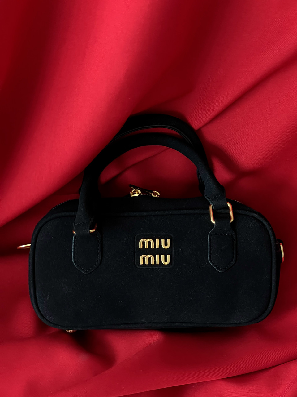 Сумка жіноча Miu Miu чорний замш крос боді Міу Міу, фото 1