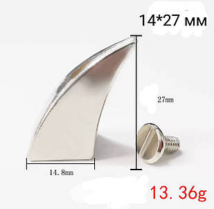 Шип метал на гвинті, зуб акули 14x27 мм, ікло