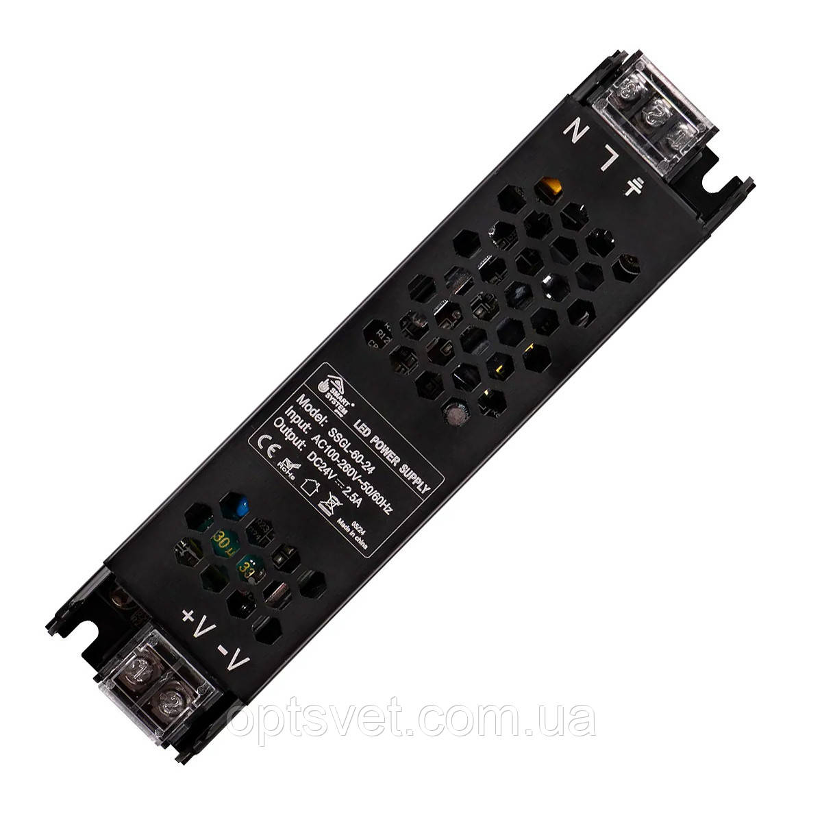 Блок живлення Mi-light для LED стрічки DC24 60 W 100-260 V 2.5 А IP20 (SSGL-60-24), фото 1