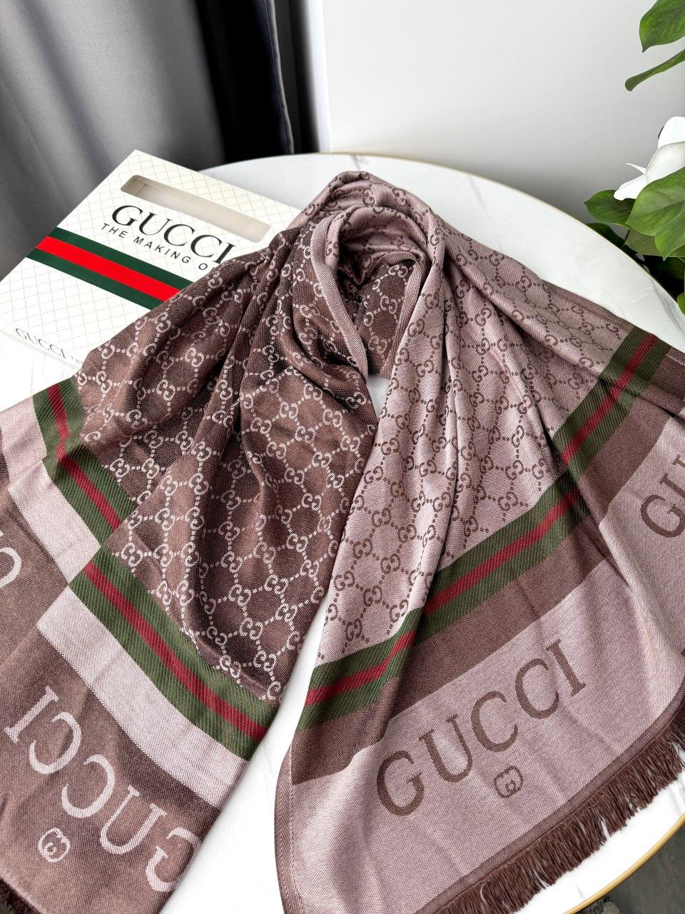 ПАЛАНТИН ШАРФ, ХУСТКА GUCCI ЖІНОЧИЙ ШАРФ КУЧЧІ коричневий