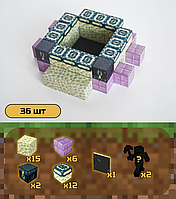 Магнітний конструктор Minecraft Майнкрафт Портал енду 36 шт + 2 випадкові фігурки