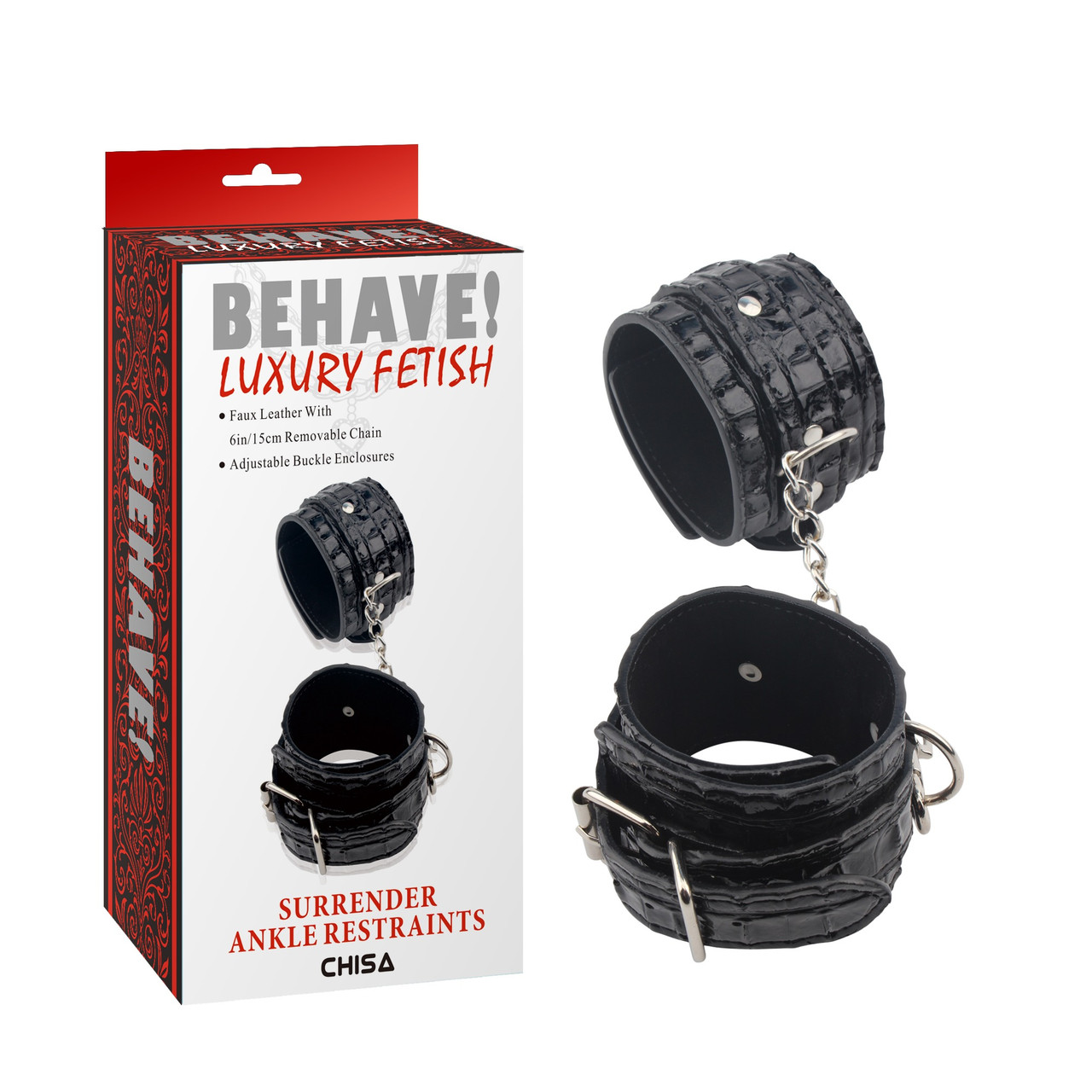 Поножі Chisa Behave Luxury Fetish фіксують для комфортної фіксації на щиколотках з металевою фурнітурою