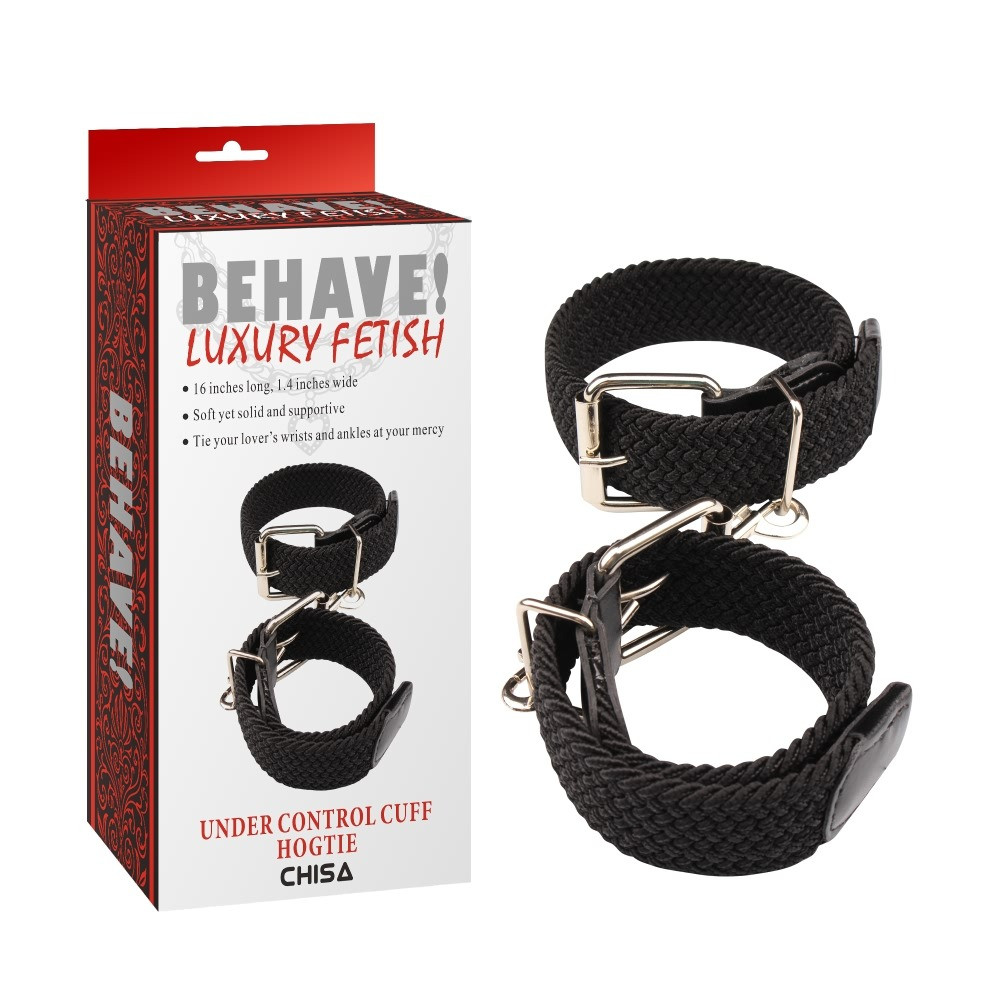Наручники плетені Chisa Behave Luxury Fetish для BDSM ігор чорні комфортні безпечні регульовані