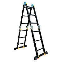 Драбина-трансформер GTM KMP403A 4*3 алюмінієва : 4секції / 3сходинки, 3.5 метри, 150кг, багатофункціональна драбина