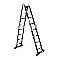 Драбина-трансформер GTM KMP404A 4*4 алюмінієва : 4секції / 4сходинки 4.6 метри, 150кг, багатофункціональна драбина