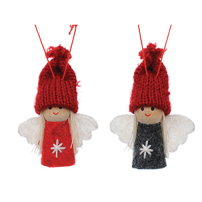 Підвіска новорічна "Ангел" Jumi комплект 2 шт, 5,5 см, фетр червоно-сірий