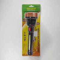 Ліхтар ручний акумуляторний 5 Вт, USB-заряджання, 3 режими + Бічна лампа, Gold Silver GS-835/ Потужний ліхтарик