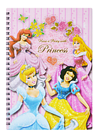 Блокнот А5 Принцеси Дісней на спіралі клітинки