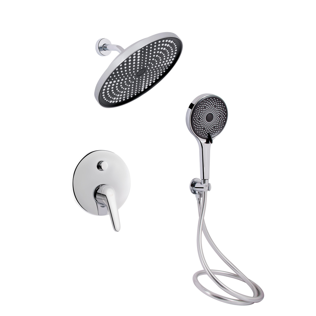 Комплект для душу Qtap Olsava Chrome: Змішувач QTOS6212107ODC + Лійки (QTRUC125CRM45952,QTHLA107CRM45948) +, фото 1