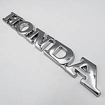 Емблема металевий напис HONDA (Хонда) багажник (наліпка) - Хром 145х18 мм, фото 3