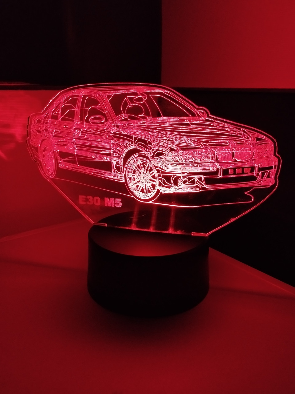 3d-світильник БМВ М5 Е30 BMW, 3д-нічник, кілька підсвіток (на пульті), подарунок автолюба, фото 1