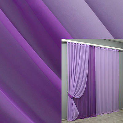 Комплект декоративних штор з шифону. Колір бузковий з фіолетовим 011дк 11-0210