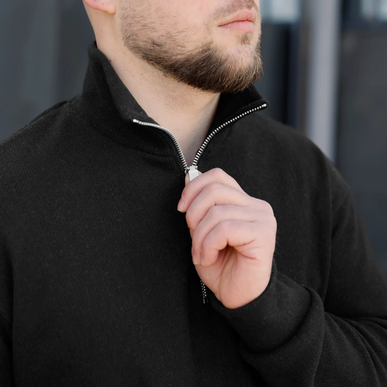 Джемпер чоловічий класичний Evermont чорний светр кофта чоловіча осіння весняна, фото 1