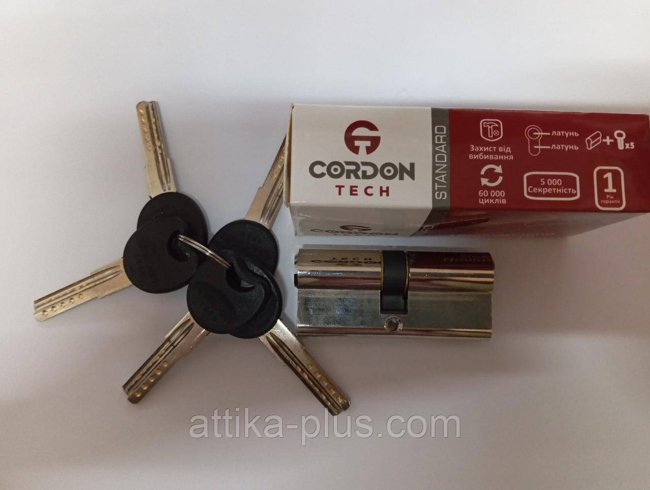 Дверний циліндр Cordon Tech ключ-ключ 80мм(35*45) хром, фото 1