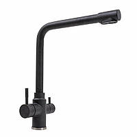 Смеситель для кухонной раковины Platinum под фильтр с поворотным изливом KT 8201 (8626) Карбон