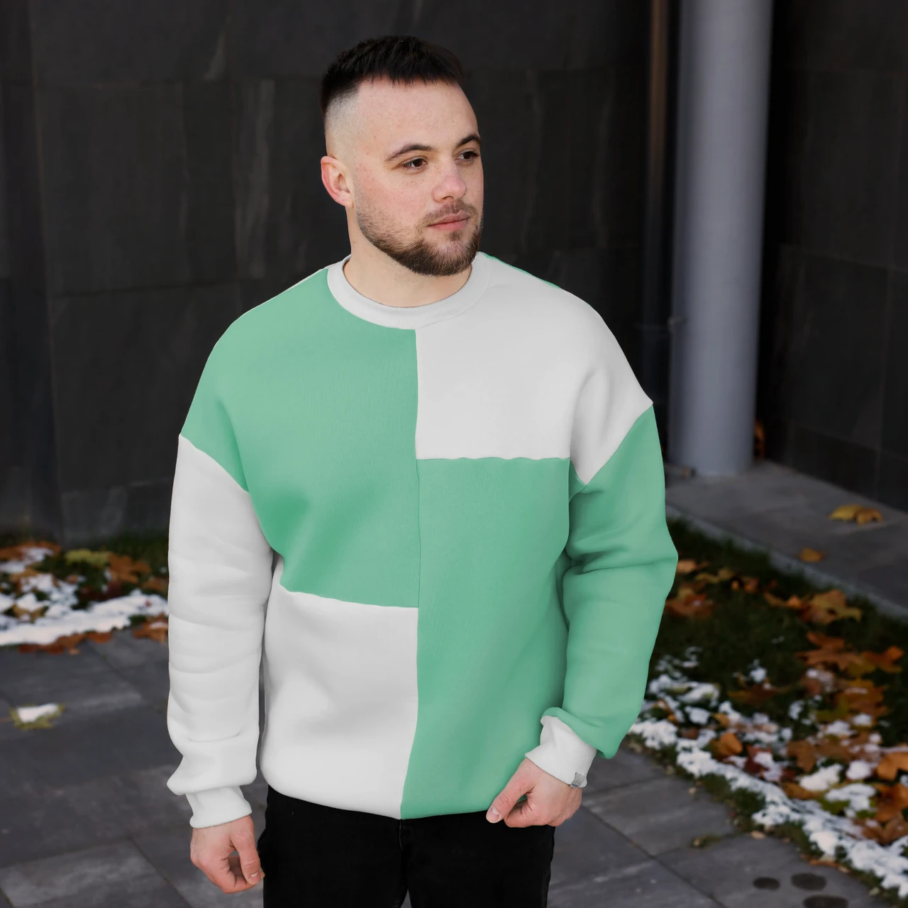 Зимова толстовка чоловіча One мятна кофта світшот оверсайз на флісі