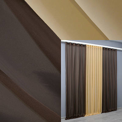 Декоративна гардина (5х2,8м.) із шифону. Колір венге з бурштиновим. Код 002дк 10-139