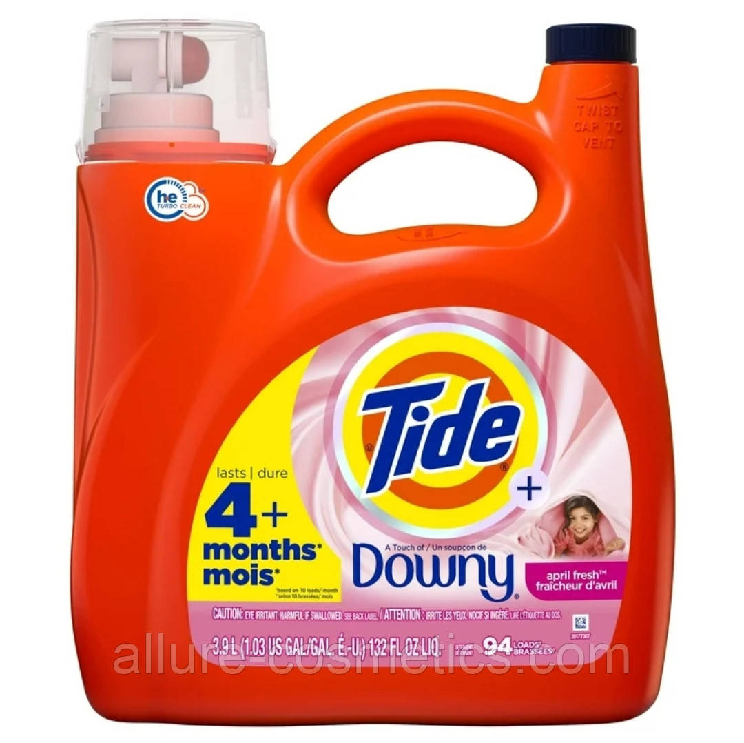 Рідина для прання Tide plus Downy Liquid Laundry Detergent April Fresh 3.9L 94 loads (США)