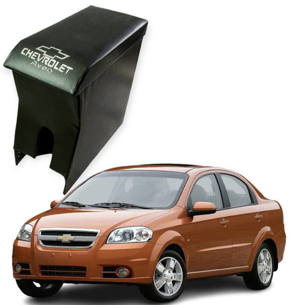 Бар  Підлокітник AVEO (з вишивкою) Чорний (кож.зам), фото 1