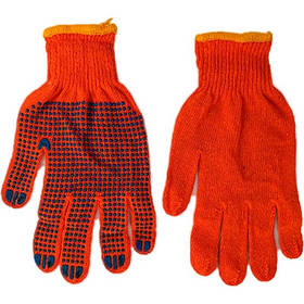 Рукавички трикотажні з ПВХ малюнком померанчево-сині 2024-2-53