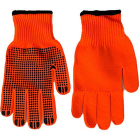 Рукавички трикотажні з ПВХ малюнком померанчево-чорні 2024-2-61