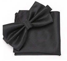 Чоловічий набір хустка та краватка метелик чорні