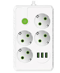 Подовжувач з юсб 2 м 4 розетки 3 USB UA Power F15U білий N